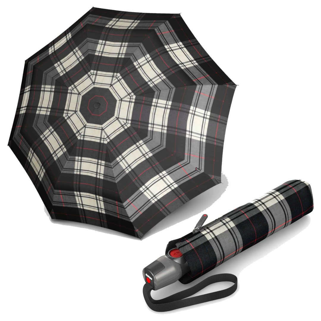 Umbrele de ploaie rezistente dublu-automate carouri Knirps Duomatic T.200 Black & White