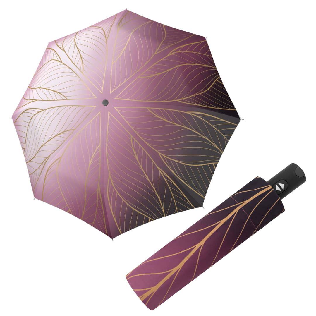 Umbrele de ploaie rezistente pentru femei Doppler CarbonSteel Golden Berry bordo aurii