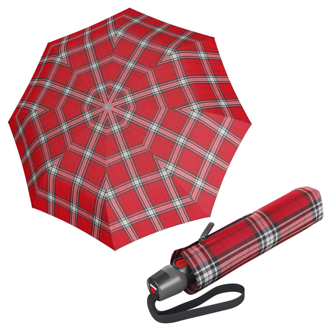 Umbrele de ploaie rezistente automate Knirps Duomatic T.200 Carouri rosii